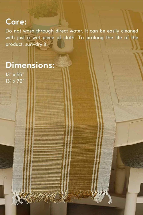 Kadam Haat "Mustard" Handcrafted Madurkathi Runner - Image 3