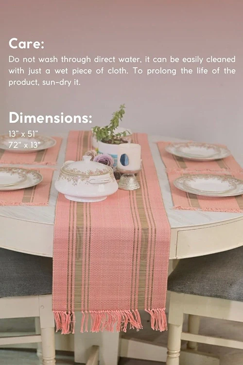 Kadam Haat "Peach" Handcrafted Madurkathi Runner - Image 3