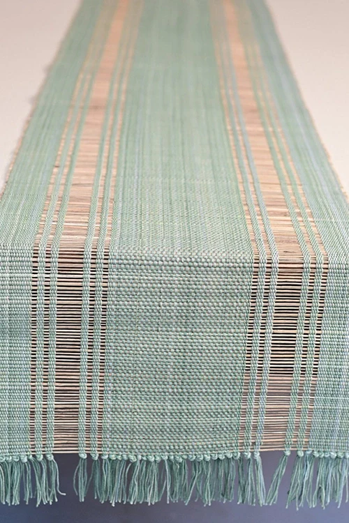 Kadam Haat "Sage Green" Handcrafted Madurkathi Runner - Image 3