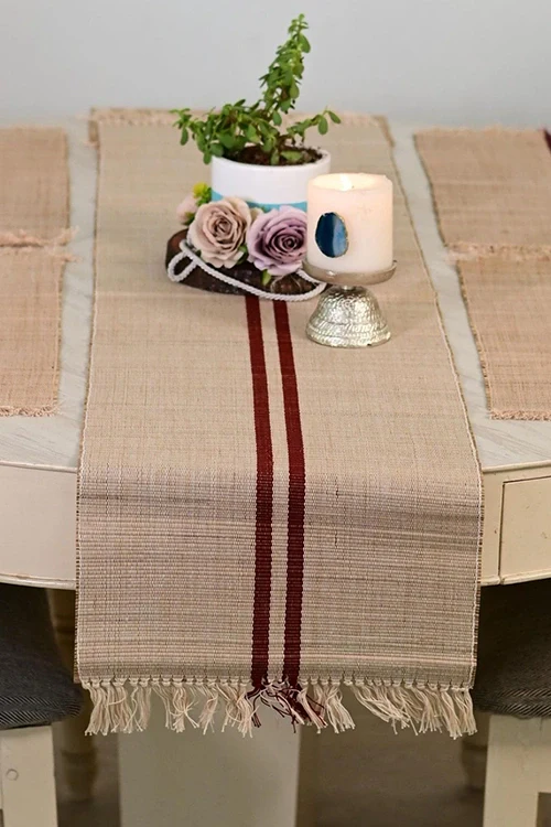 Kadam Haat "Vintage Loom Stripe" Handcrafted Madurkathi Runner - Image 2