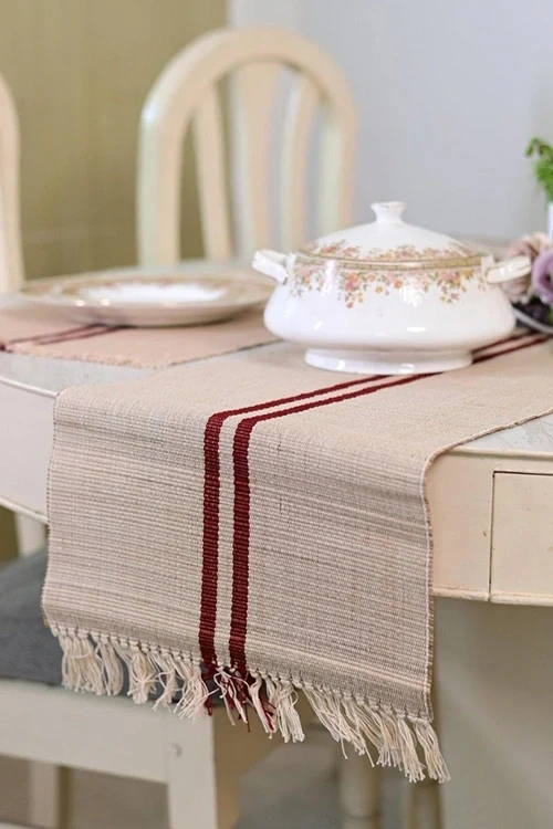 Kadam Haat "Vintage Loom Stripe" Handcrafted Madurkathi Runner - Image 3