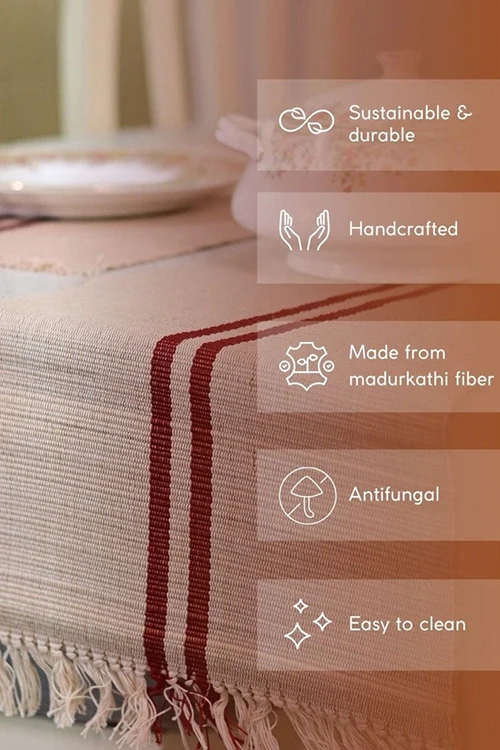 Kadam Haat "Vintage Loom Stripe" Handcrafted Madurkathi Runner - Image 5