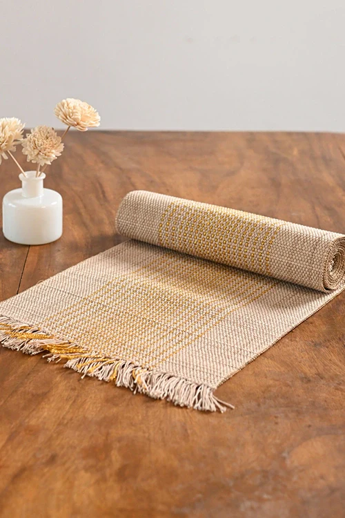 Kadam Haat "Zari" Handcrafted Madurkathi Runner - Image 3