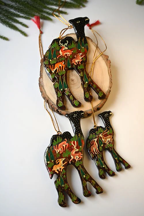 Kashmiri Art Xmas Decorations - Forest Rhapsody (Set Of 9) - Image 3