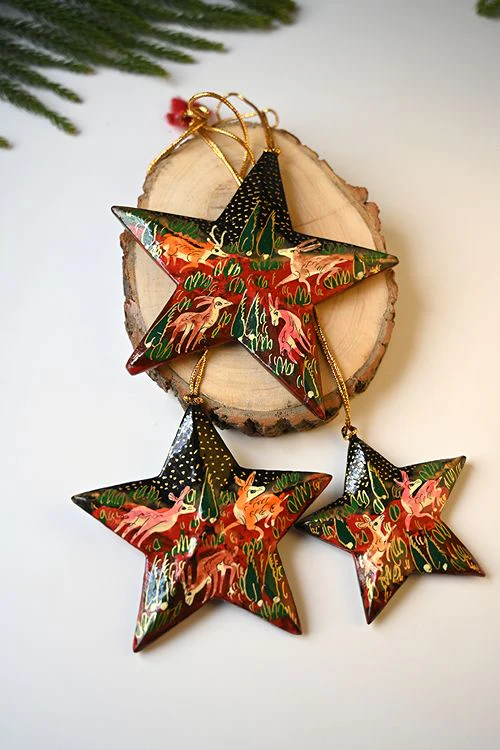 Kashmiri Art Xmas Decorations - Forest Rhapsody (Set Of 9) - Image 4