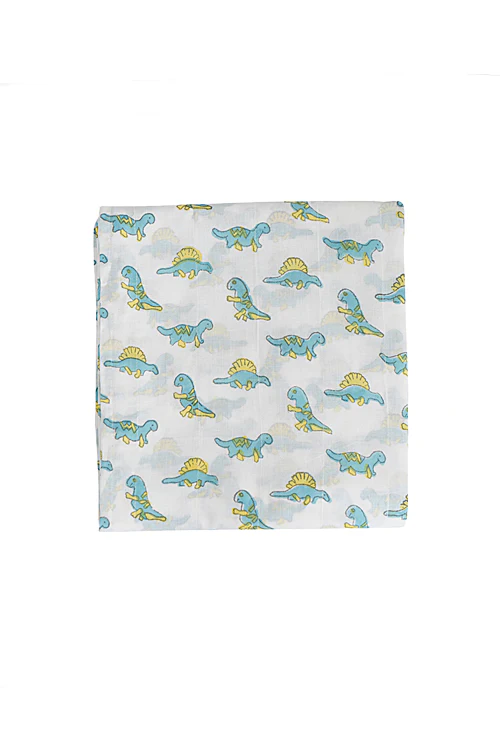 Poddar Exports Kids Dohar Set Blue And Yellow Baby Dino - Image 3