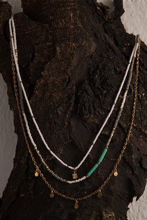 Dhaaga Lake Turquoise Layered Bead Necklace