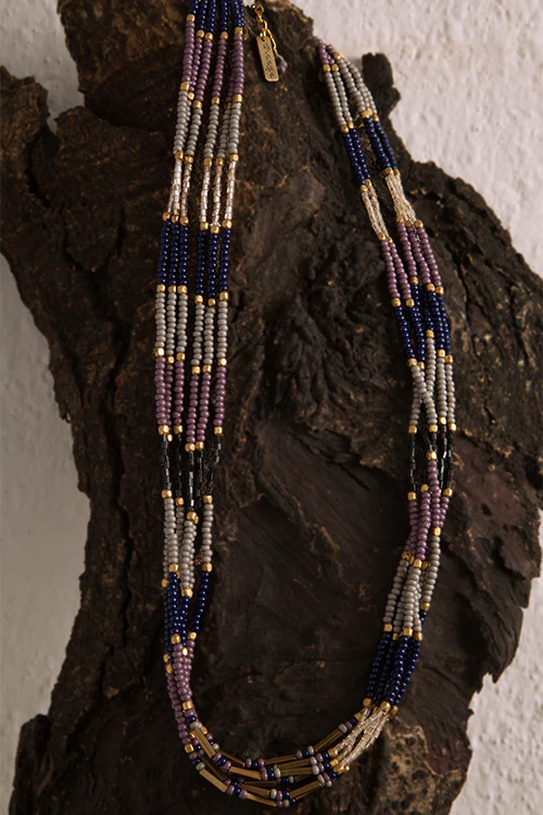 Dhaaga Lavender Twist Beaded Necklace - Image 2