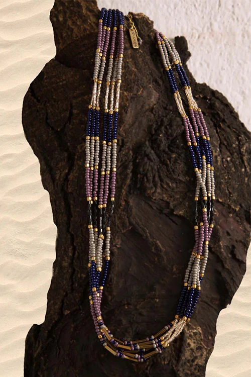Dhaaga Lavender Twist Beaded Necklace - Image 3