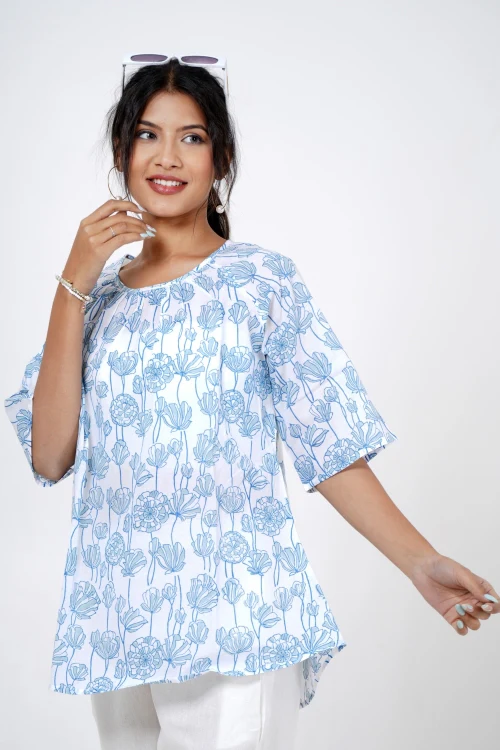 Sooti Syahi Lavish Lily Hand Block Printed Top - Image 4