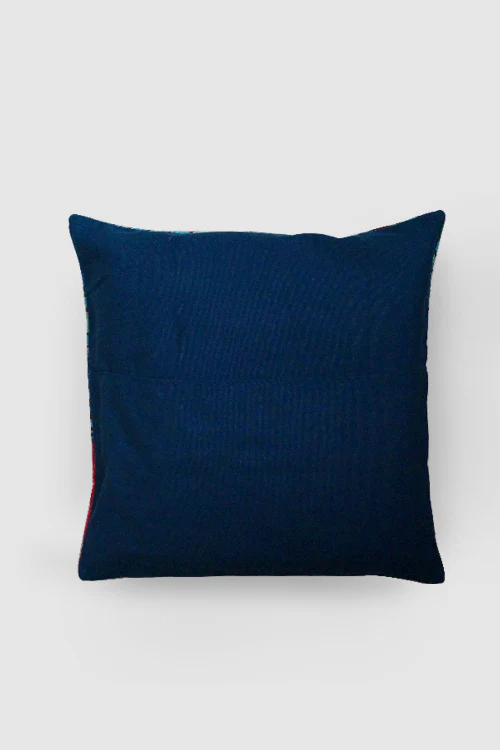 Zaina By Ctok Leaves Chainstitch Embroidered  Cushion Cover - Blue, Purple & Green - Image 5