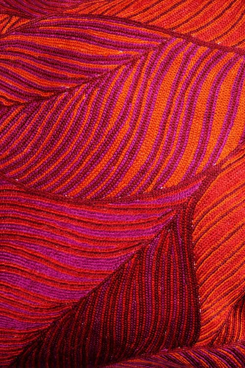 Zaina By Ctok Leaves Chainstitch Embroidered  Cushion Cover Red & Yellow - Image 3