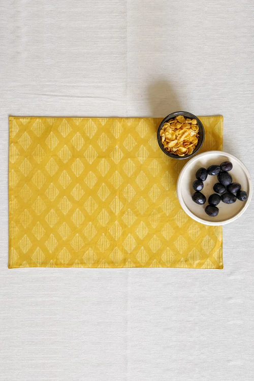 Leera Amber yellow Diamond Shibori Placemat  (Set of 2) - Image 3