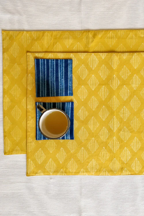 Leera Amber yellow Diamond Shibori Placemat  (Set of 2) - Image 5