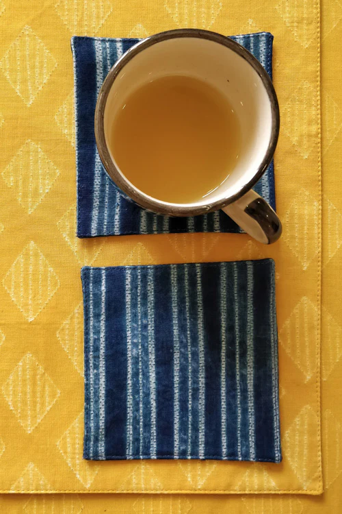 Leera Shibori Blue Stripes Coasters (Set of 4) - Image 2