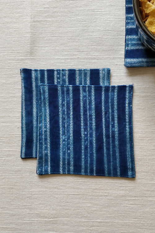 Leera Shibori Blue Stripes Coasters (Set of 4) - Image 3