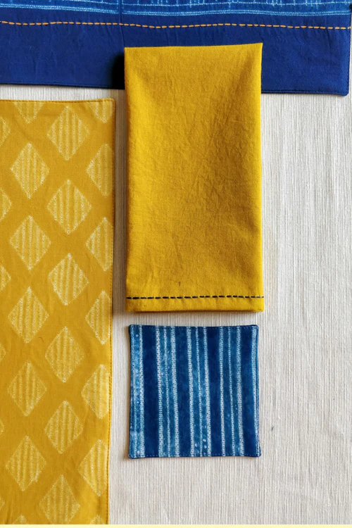 Leera Shibori Blue Stripes Coasters (Set of 4) - Image 4