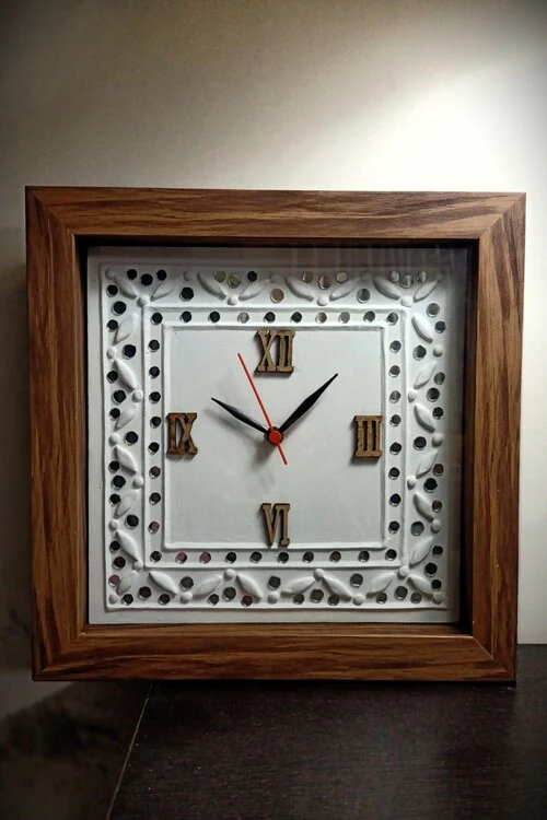 Terracotta by Sachii Lippan Kaam Wall Clock Square Framed