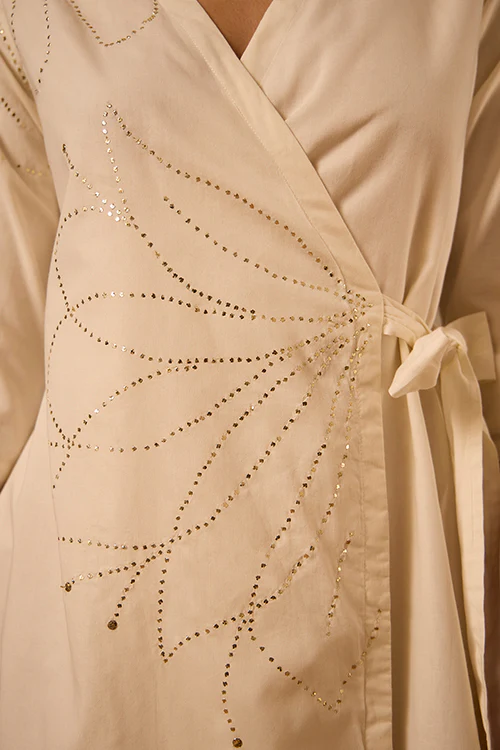 Okhai "Lumiere" Mukaish and Khaat Bharat work Wrap Dress - Image 4