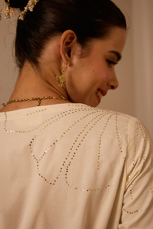 Okhai "Lumiere" Mukaish and Khaat Bharat work Wrap Dress - Image 6