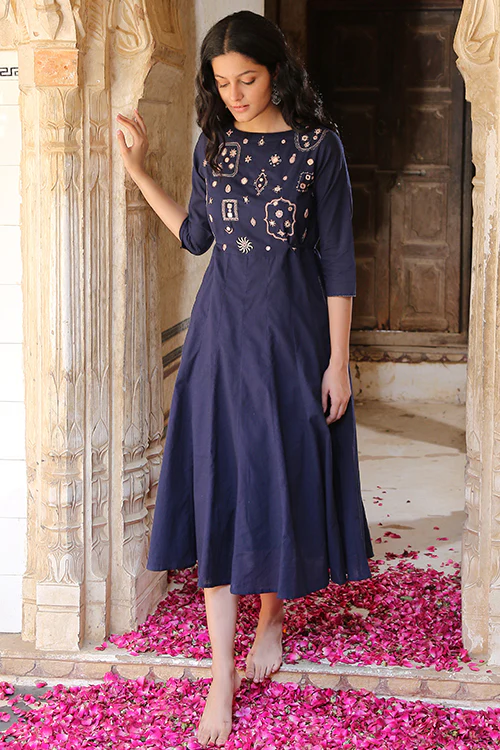 Okhai 'Luminary' Pure Cotton Hand Embroidered Mirror Work Dress - Image 6
