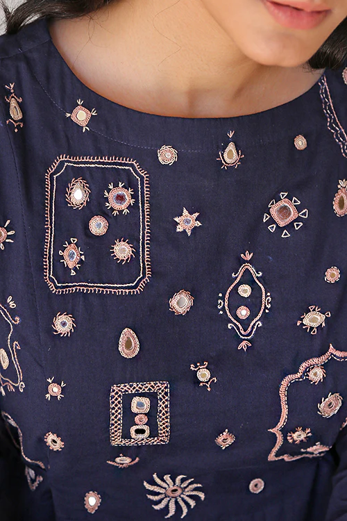 Okhai 'Luminary' Pure Cotton Hand Embroidered Mirror Work Dress - Image 7