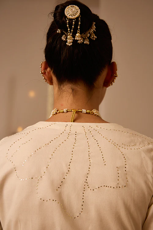 Okhai "Lustre" Mukaish Work V-neck Top - Image 5