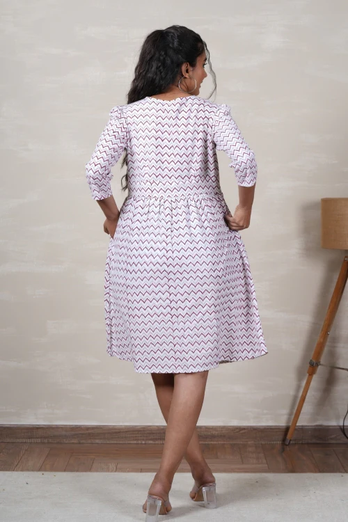 Sooti Syahi Lycoris Lane Hand Block Printed Cotton Dress - Image 4