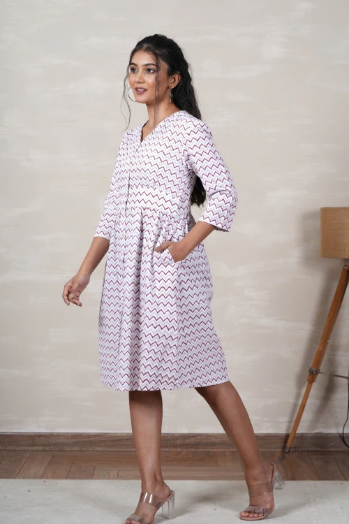 Sooti Syahi Lycoris Lane Hand Block Printed Cotton Dress - Image 6