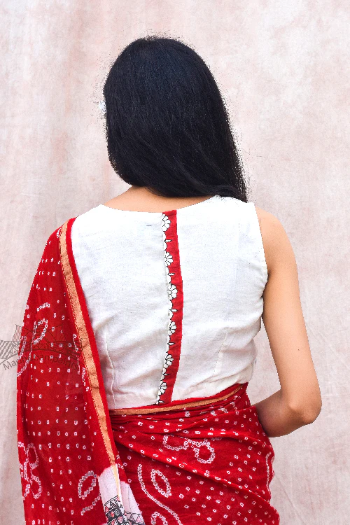 Madhubani Paints Handpainted Madhubani 'Anantaa' Chanderi Silk Blouse - Image 2