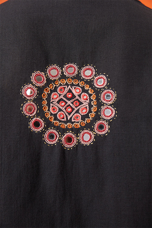 Okhai 'Maharani' Kutch Embroidered Pure Cotton Long Jacket - Image 9