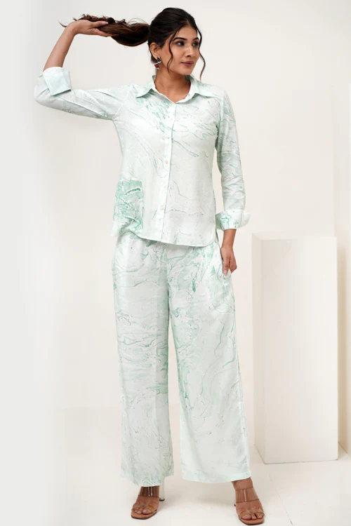 Sooti Syahi Marble Mist Hand Marble Printed Co-Ord Set - Image 3