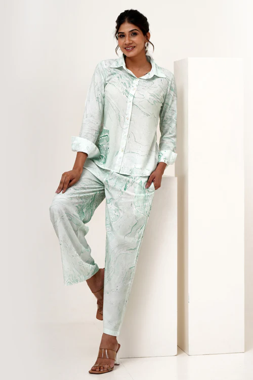 Sooti Syahi Marble Mist Hand Marble Printed Co-Ord Set - Image 7