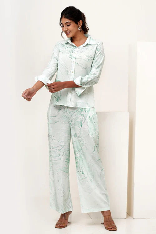 Sooti Syahi Marble Mist Hand Marble Printed Co-Ord Set - Image 8