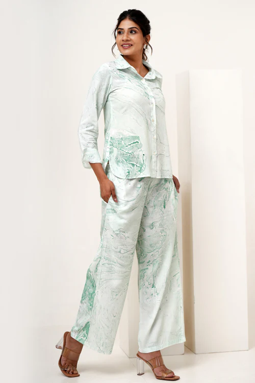 Sooti Syahi Marble Mist Hand Marble Printed Co-Ord Set - Image 9