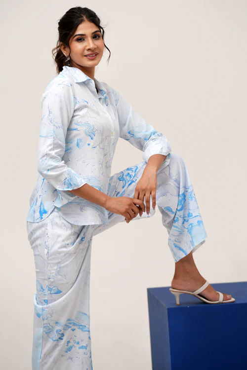 Sooti Syahi Marbled Opulence Hand Marble Printed Co-Ord Set - Image 10