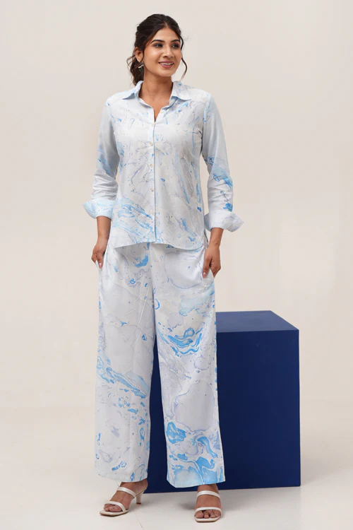 Sooti Syahi Marbled Opulence Hand Marble Printed Co-Ord Set - Image 4