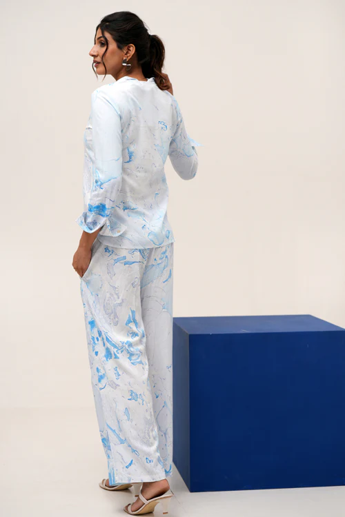 Sooti Syahi Marbled Opulence Hand Marble Printed Co-Ord Set - Image 5