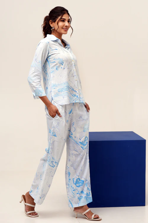 Sooti Syahi Marbled Opulence Hand Marble Printed Co-Ord Set - Image 6