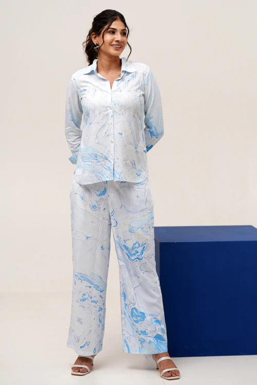Sooti Syahi Marbled Opulence Hand Marble Printed Co-Ord Set - Image 7
