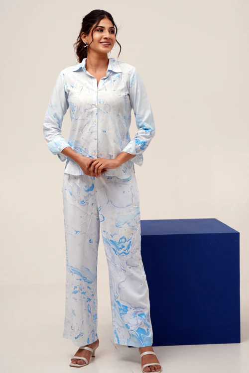 Sooti Syahi Marbled Opulence Hand Marble Printed Co-Ord Set - Image 9