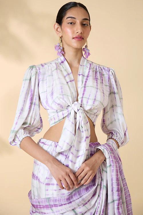 Okhai "Margarita" Tie-and-Dye Modal Silk Front Tie Top - Image 3