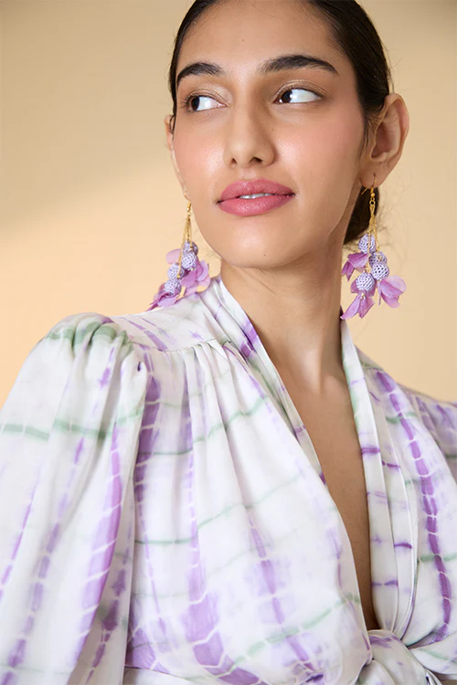 Okhai "Margarita" Tie-and-Dye Modal Silk Front Tie Top - Image 4