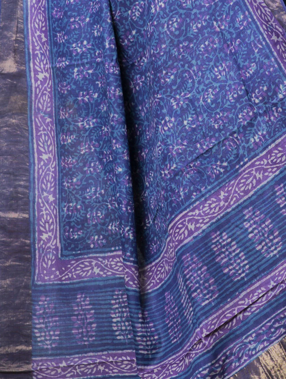 TICH Festive & Exclusive Tassar Silk Bagru Saree (With Blouse Piece) - Mauve & Dull Gold - Image 3