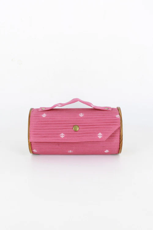 Lukka Chuppi Mauve & Slate Round Clutch - Changeable Sleeve - Image 12