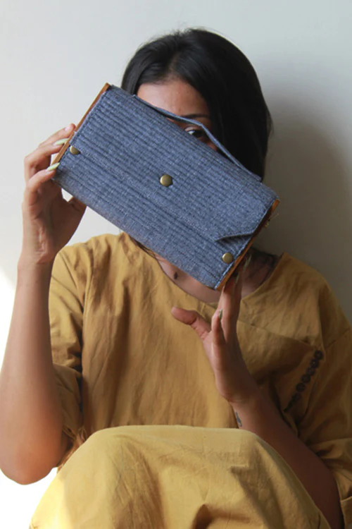 Lukka Chuppi Mauve & Slate Round Clutch - Changeable Sleeve - Image 3