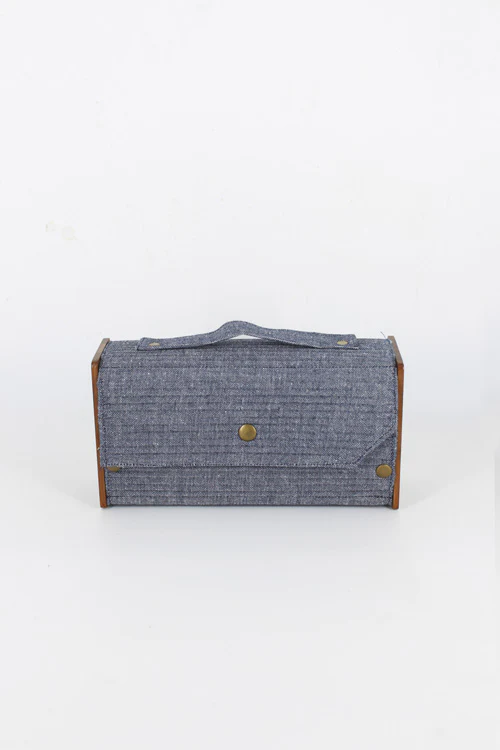 Lukka Chuppi Mauve & Slate Round Clutch - Changeable Sleeve - Image 5