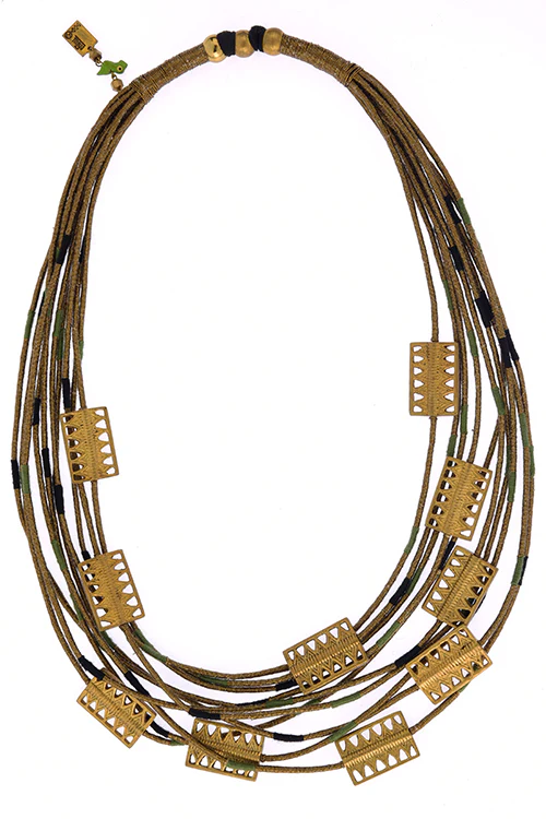 Mayabazaar 'Statement' Dokra multi-strand Shachi Necklace - Image 2