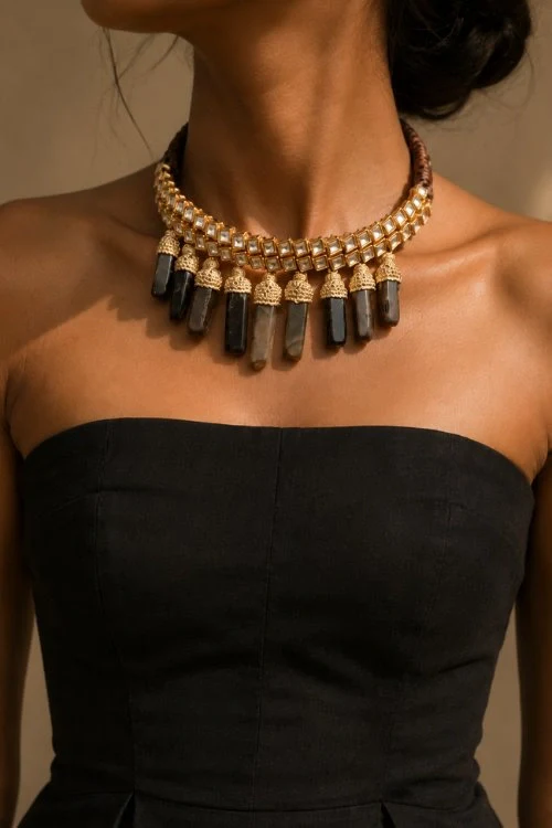 Mayabazaar 'Statement' Handknotted Rimzim Necklace