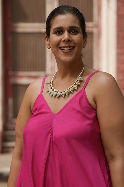 Mayabazaar 'Statement' Handwrapped Jade Cornetto Necklace - Image 2